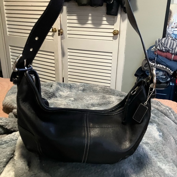 Vintage Coach Black Leather Hobo Shoulder Bag - Picture 8 of 8